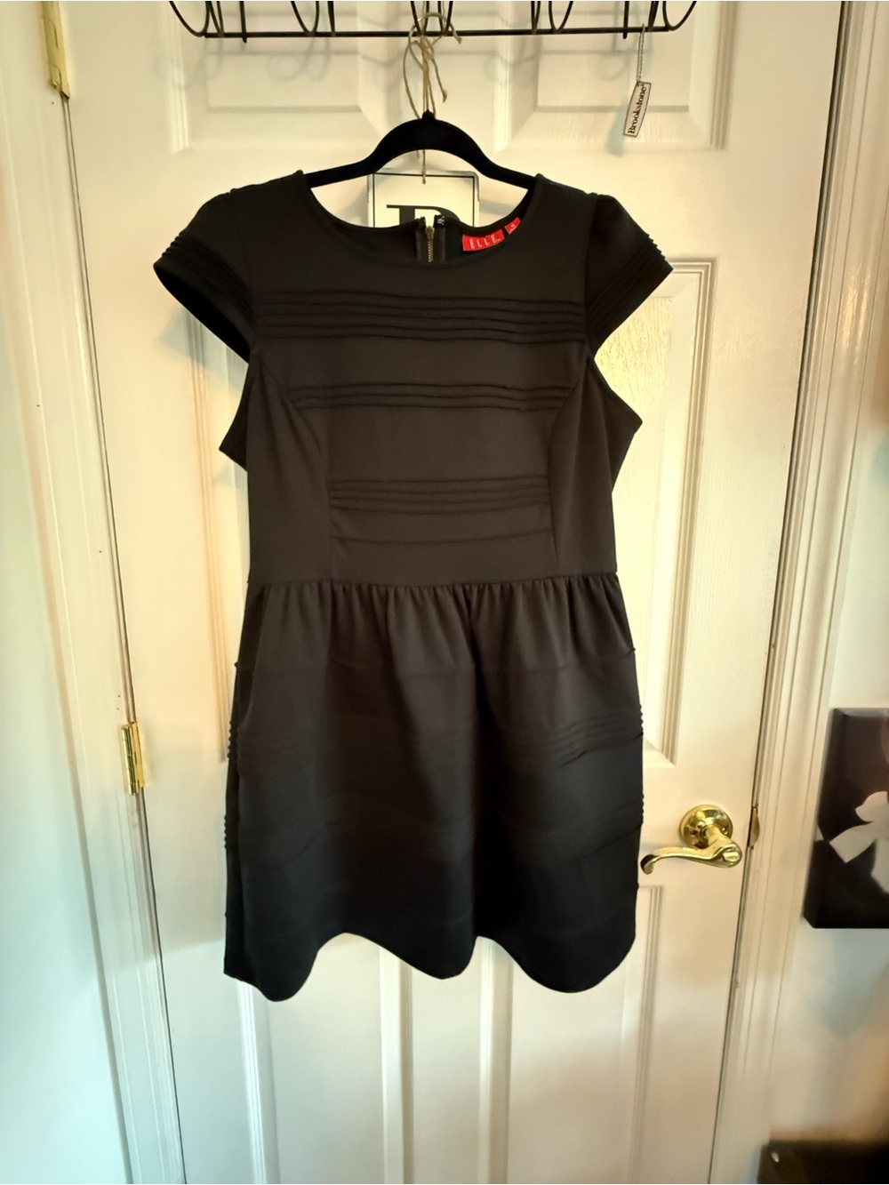 Elle Black Short Sleeve Mini Fit-and-Flare Dress